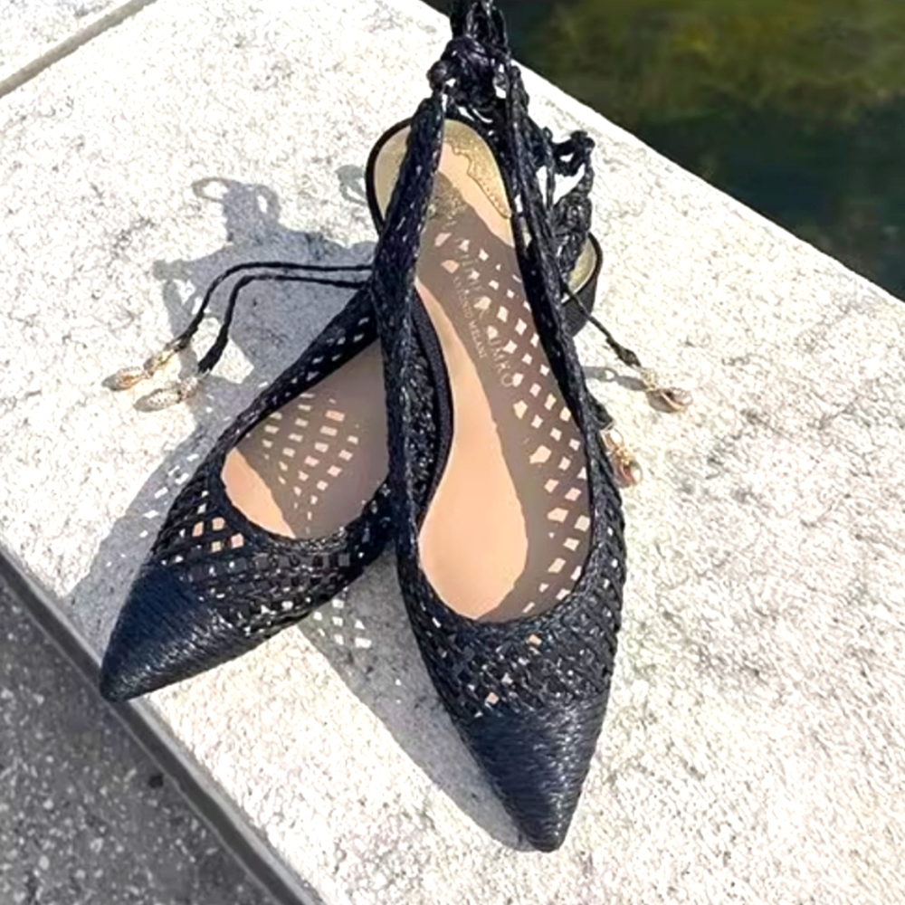 ANTONIO MELANI Black Woven Flats
